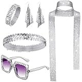 70er Jahre Disco Outfit Damen, 70er 80er Disco Accessoires Glitzer Silvester Outfit Damen Glitzer,...