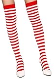 Krautwear® Damen Gestreifte Overknees Strümpfe Ringelstrümpfe Karneval Fasching Cosplay 80er...