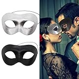 EQLEF Maskerade Maske Herren, Schwarz und Silber, venezianische römische Karnevalsmaske, klassische...