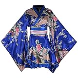 Damen Japanische Traditionelle Kurz Kimono Kostüm Blumen Sexy Yukata Geisha Bademantel Nachtwäsche...