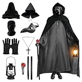 FHzytg 8pcs Pest Arzt Kostüm Herren, Halloween Mittelalterlicher Steampunk PestDoktor Kostüm...