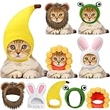 5 Stück Katze Hut Kostüme Süße Löwenkostüm für Katzen Hase Kaninchen Hut mit Ohren Lustige...