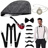 Goenb 20er Jahre Kostüm Herren Accessoires, Karneval Kostüm Herren Mafia Peaky Blinders Kostüm...