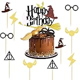 Black Glitter Magier Kuchen Deko Wizard Cake Topper Magic Theme Torten Deko Happy Birthday...