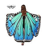 mzoLife Damen Schmetterling Kostüm Faschingkostüme Schmetterling Flügel Schal mit Augenbinde,...