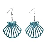 Widmann 12464 - Ohrringe in Muschelform, Glitter, Meerjungfrau, Schmuck, Karneval, Mottoparty