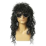 SKHAOVS 80er Rocker Perücke Schwarz Herren 80er Jahre Vokuhila Perücke Rocker Punk Popstar...