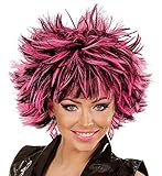shoperama Damen Stufen Kurzhaar-Perücke Steamy Schwarz mit farbigen Strähnen Punker Rockstar...