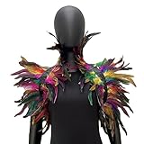 Surakey Gothic Feder Achselzucken Schal Poncho Halloween Party Kostüm Epauletten Shrug Kragen,Damen...