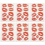 Rote Lippen Tattooaufkleber - Temporäre Lippensticker - 6er Pack Kuss- - Wasserfest Für Mädchen -...
