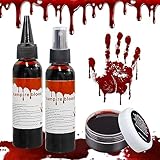 Lukinuo Halloween Kunstblut Makeup Kit 3PCS Kunstblut Spray (1.76oz) Geronnenes Blut (1.06oz)...