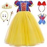 Windskids Schneewittchen Kostüm Mädchen Prinzessin Kleid mit Zubehör Verkleidung Snow White...