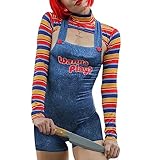 Zweiteilige Halloween-Kostüme für Damen, gruselige Albtraum-Killer-Puppe, Wanna Play, Filmfigur,...