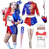 BIQIQI Quinn Kostüme Erwachsene, Quinn Cosplay Kostüme mit T-Shirt Jacke Shorts Baseballschläger...