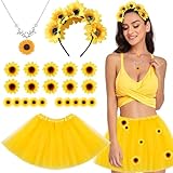 SANLIUSANJIU Damen Sonnenblumen Kostüm, Damen Sonnenblumen Kostüm Stirnband Haarschmuck,...