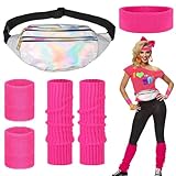 SOETDERT 80er Jahre Outfit Damen Set, 90er Jahre Accessoires Kleidung, Aerobic Outfit Kostüm mit...
