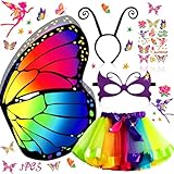 MOYKSRR 5 Stück Kostüm Schmetterling Kinder, Schmetterling Umhang Kostüm mit Bunte Flügel,...