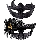 SIQUK 2 Stück Venezianischen Masquerade Maske Paar Maskerade Masken Damen Herren Venezianischen...