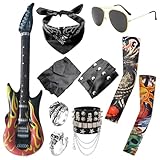 HTTDSLF 11 Stücke Punker Kostüm, Rockstar Kostüm, Verkleidungen Rock Zubehör, für Männer...