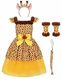 ReliBeauty Giraffen Kostüm Kinder Tier Kostüm Mädchen mit Haarreif Schwanz,140