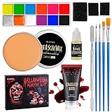 DE'LANCI Halloween Special Effects SFX Makeup Kit für Zombie,Vampir,12 Farben Makeup Paint Oil...