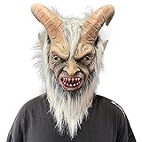 ZLCOS Lucifer Maske Gruseliger Demon Krampus Ziege Kopfbedeckung Erwachsene Cosplay Kostüm...