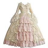Damen Rokoko Ballkleid Gothic Viktorianisches Kleid Kostüm Mittelalter Langes Kleid Mehrlagig...
