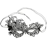Oblique Unique® Venezianische Maske für Damen Schwarz - Elegante Spitzenmaske für Maskenball...
