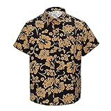 Funhoo Herren Las Vegas Hemd Blumen Muster Kurzarm Shirt Hawaiian Stil 70er Regular Fit Film...