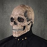 PARTYGEARS Gruselige Halloween-Totenkopf-Maske, voller Kopf, gruselige, realistische Maske mit...
