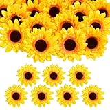 LIMITADA 24pcs Künstliche Sonnenblume 9CM Kunstblumen Kopf Kunstblumen Kopfschmuck Seidenblumen...