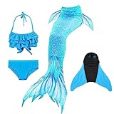 SPEEDEVE Meerjungfrauenschwanz Badeanzug mädchen Mermaid Tail mit Monoflosse,Lan-j15,150