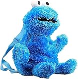 ZLYY Sesamstraße Krümelmonster Plüsch Rucksack, 3D Cartoon Plüschfigur Cookie Monster Big Bird...