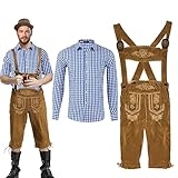 Oktoberfest Herren Outfit, Lederhose Herren Tracht Bayern Oktoberfest Kostüm Set, mit Tracht...