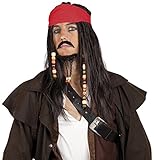 KULTFAKTOR GmbH Piratenkapitän Perücke Seeräuber Perücke schwarz-rot Einheitsgröße