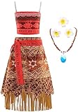 YOGLY Moana Kostüm und Zubehör Mädchen Cosplay Abenteuer Prinzessin Moana Kleid Party Outfits...