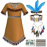 Tacobear Indianer Kostüm Kinder Mädchen mit Indianer Kopfschmuck Feder Stirnband Haarschmuck...