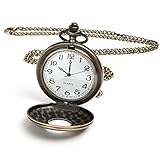 Vicloon Taschenuhr Vintage Bronze, Taschenuhr für Herren, Antike Taschenuhr mit Kette, Ziffern...