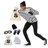 Morph Costumes Bankräuber Kostüm Herren, Dieb Kostüm Herren, Verbrecher Kostüm Herren, Bandit...