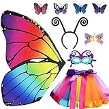 9 Stück Schmetterling Kostüm Kinder Mädchen,Schmetterlingsflügel Kostüm Kinder,Schmetterling...