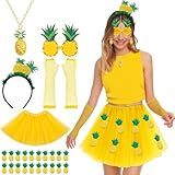 SANLIUSANJIU Ananas Kostüm Damen, Damen Hawaii Frucht Faschingskostüme, Ohrringe Ananas 50er...