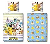 Pokemon Bettwäsche Set 2-teilig · 135x200 cm + Kissen 80x80 cm · Pokémon Pikachu hell-blau ·...