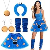 GEVECORI Krümelmonster Kostüm Damen Kinder, Karneval Lustige Kostüme Damen Cookie Monster...