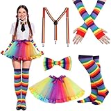 Girls'love talk 80s Kostüm Accessoires, Regenbogen Kostüm Damen Regenbogen Rock Erwachsene...