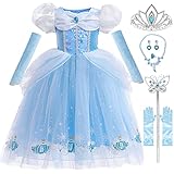 Snyemio Aschenputtel Kleid für Mädchen Prinzessin Cinderella Kostüm Kinder Fasching Verkleidung...