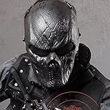Halloween Maske,Totenkopf Maske Erwachsene,Taktischer Geistermaskenhelm mit Metallgitter...