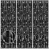Accevo 3 Stück Schwarz Lametta Vorhang Party Dekorationen 1x2.5M Luftschlangen Schwarze für...