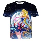 Sailor Moon T-Shirt Unisex 3D Druck Sommer Rundhalsausschnitt Männer Sport Freizeit Kurzarm Fitness...