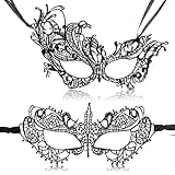 Abeillo 2 Stück Venezianische Maske Damen,Schwarze Spitze Maskenball Maskes,Verstellbaren Maskerade...