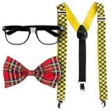 Boland 02606 - Nerd Set für Kostüme, Zubehör für Karneval, Kostüm-Set, Fliege, Brille und...